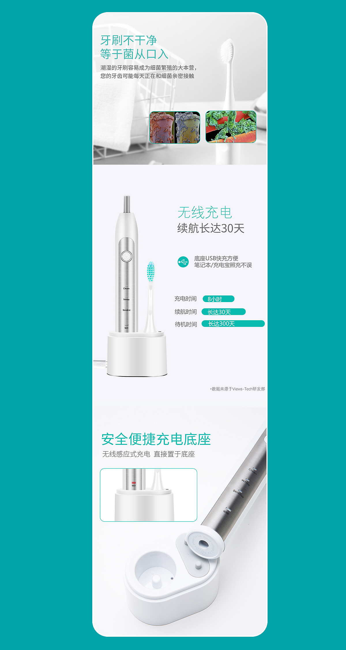 电动牙刷数码产品电子产品洗漱用品详情页设计