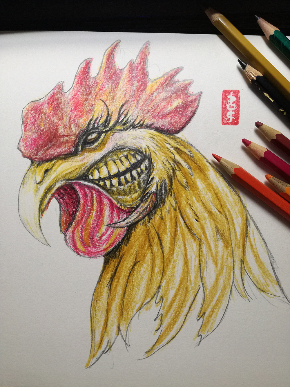 2017鸡年纹身手稿