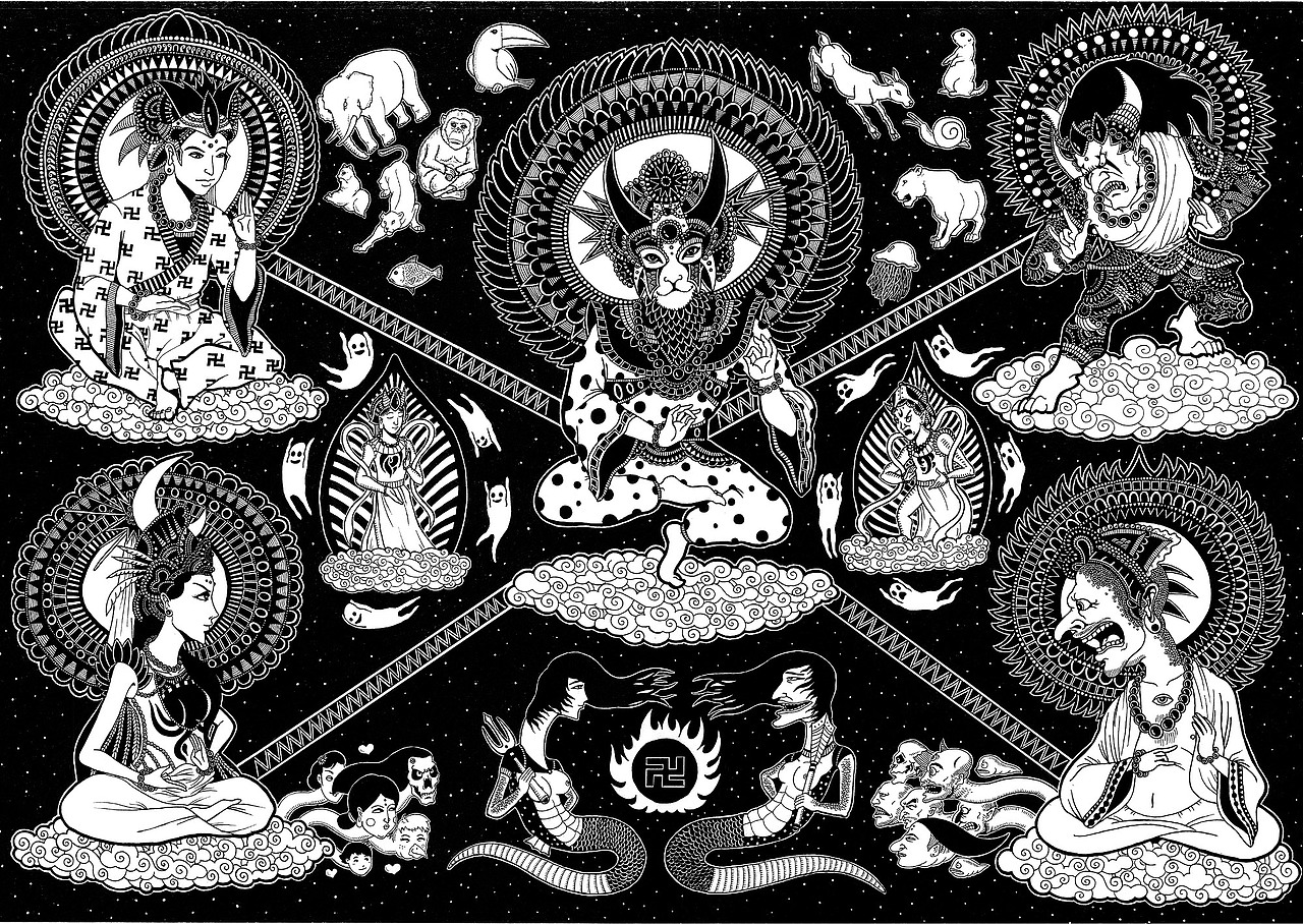 2开大画《善恶美丑》（图ZMTk3MzIxOTY=） - 新锐潮流插画 - 站酷设计师墩小贤原创素材 - 站酷ZCOOL