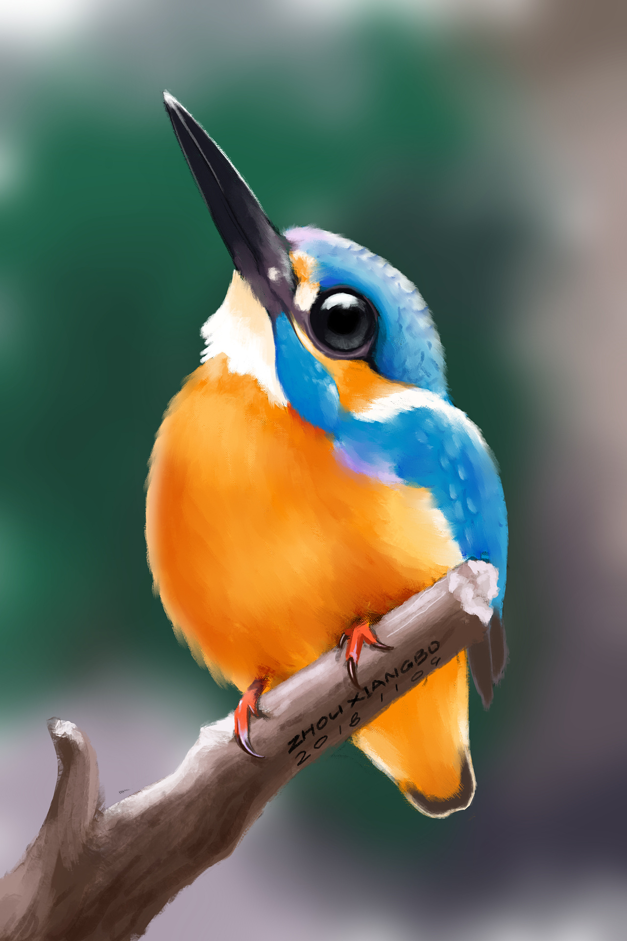 傲娇的翠鸟|插画|创作习作|阿波君 - 原创作品 - 站酷 (zcool)