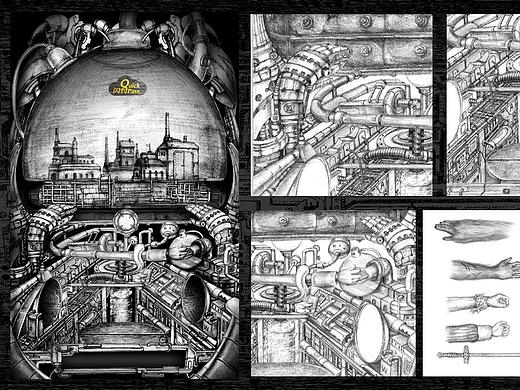 银联蒸汽朋克人物设定及场景原画全套方案手稿