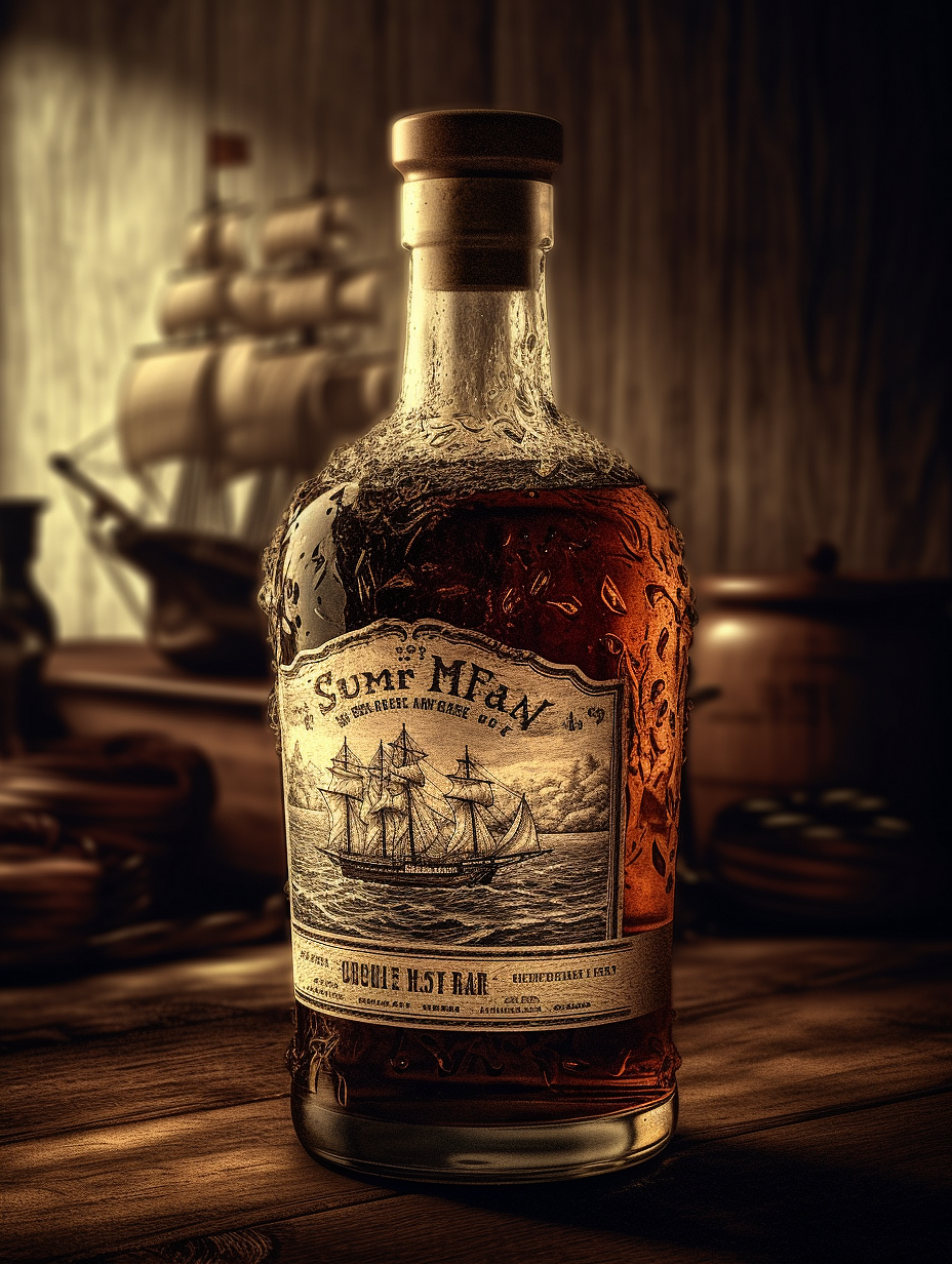 AI灵感-复古插画风洋酒包装