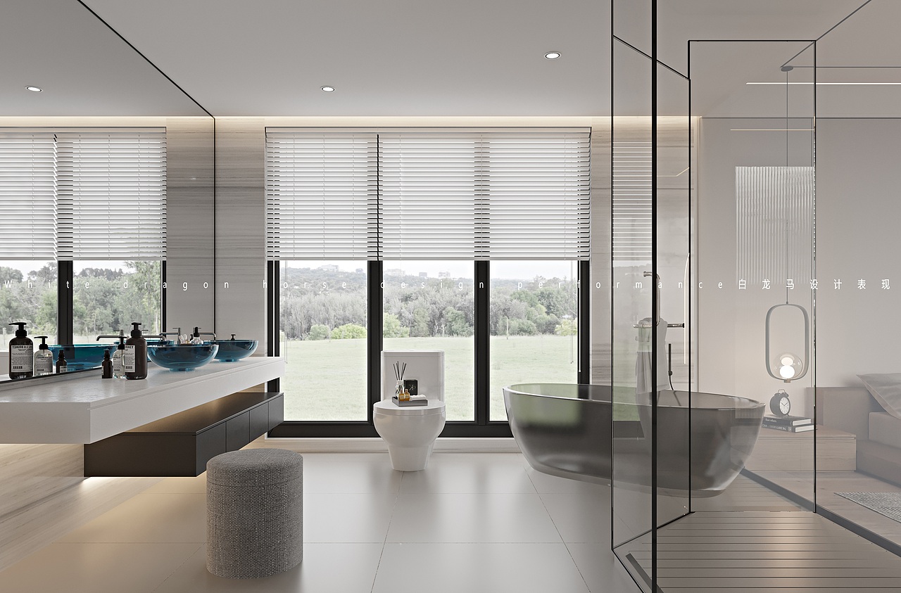 现代挑空别墅——白龙马效果图