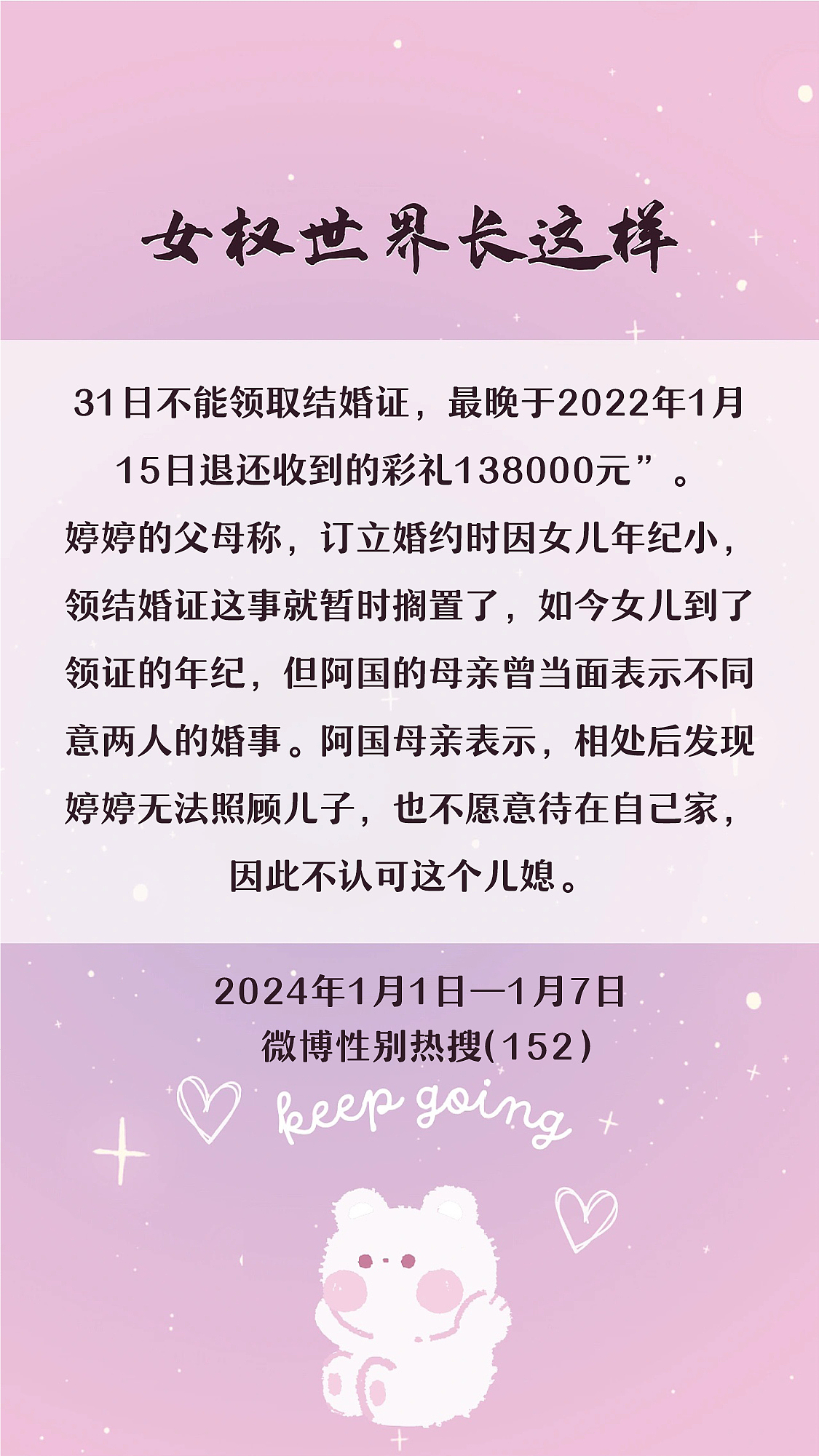 阿p-女权世界长这样73: 1/1/2024-1/7/2024（下）
