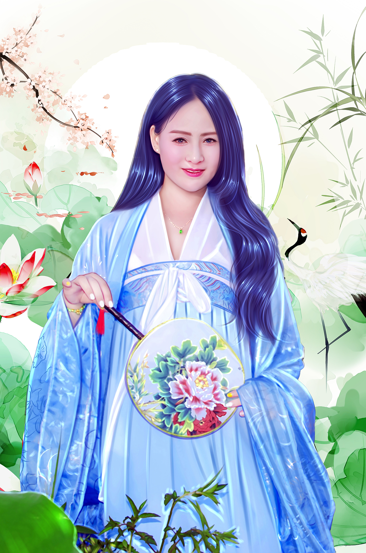手绘穿汉服美女（图ZMjgxMTIyNjM2） - 创作习作 - 站酷设计师三哥手绘原创素材 - 站酷ZCOOL