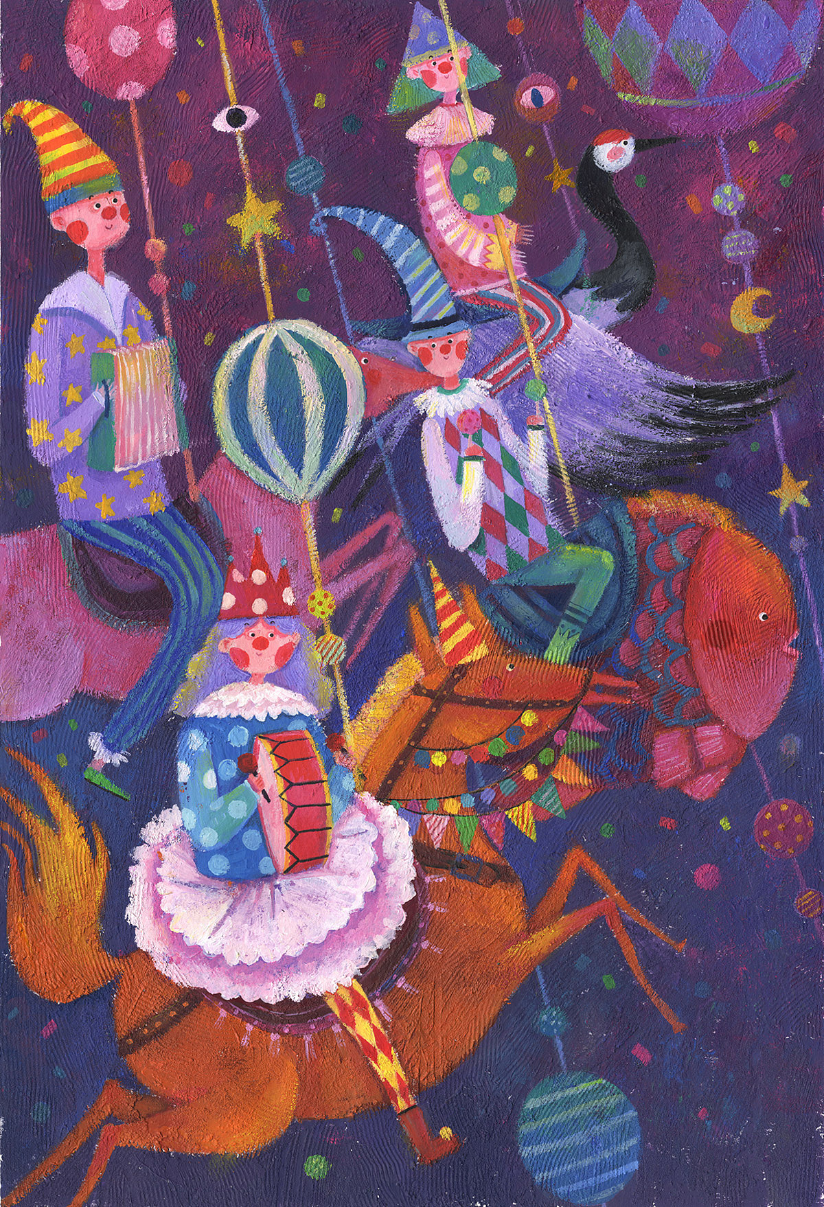 一组丙烯手绘插画