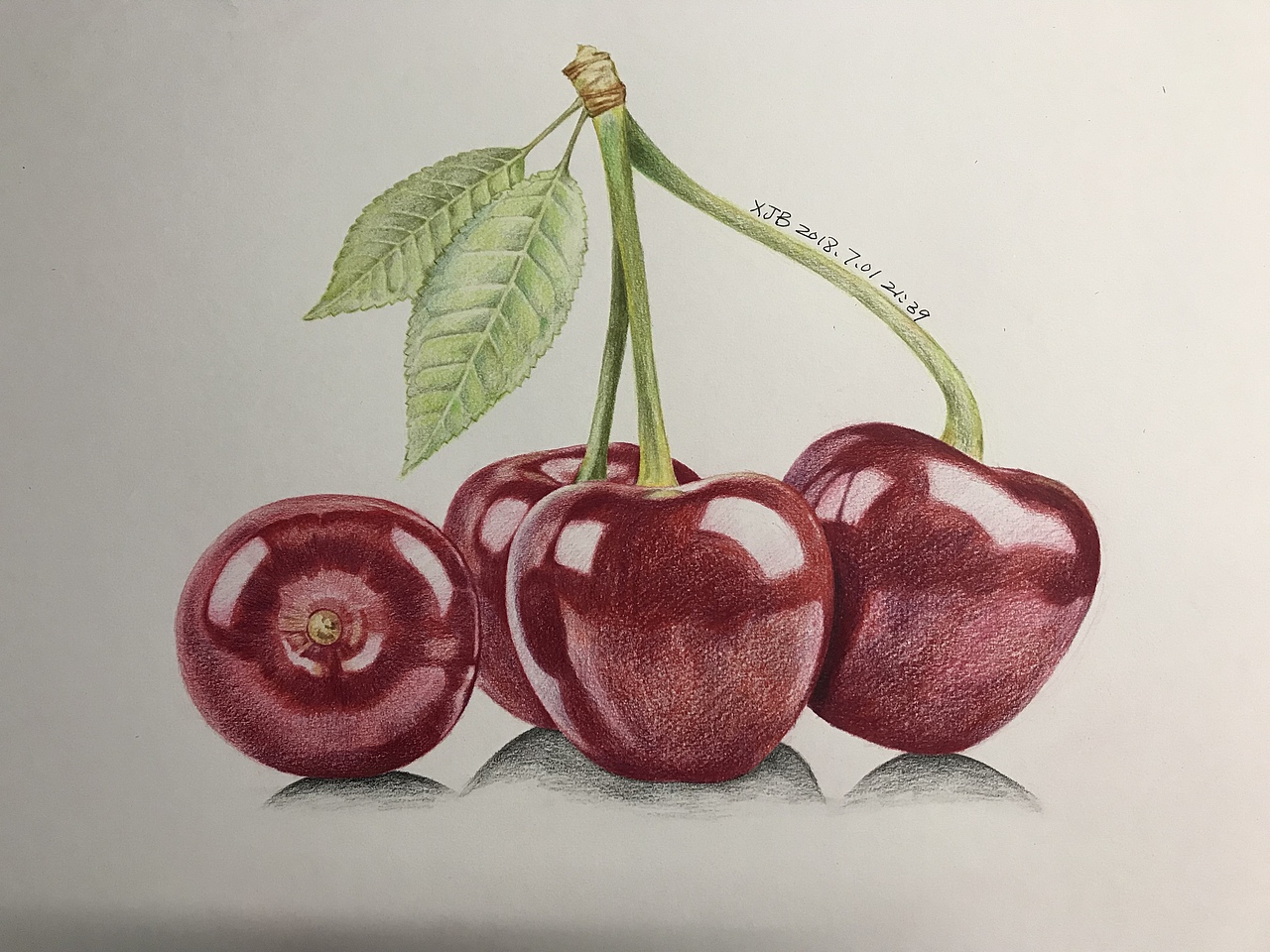 彩铅水果系列樱桃