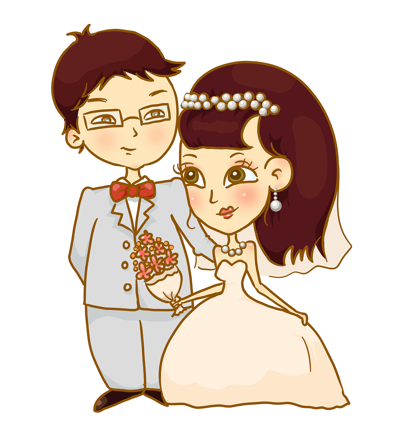 禁止个人用途                          朋友结婚画小插画送给她