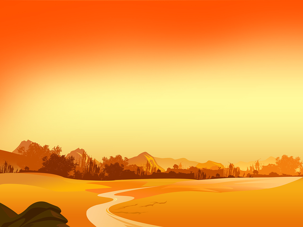 临摹-渐变插画夕阳景色步骤图