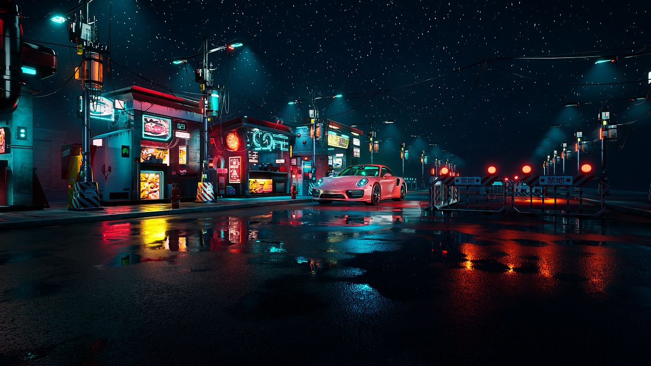 UE4赛博朋克街道