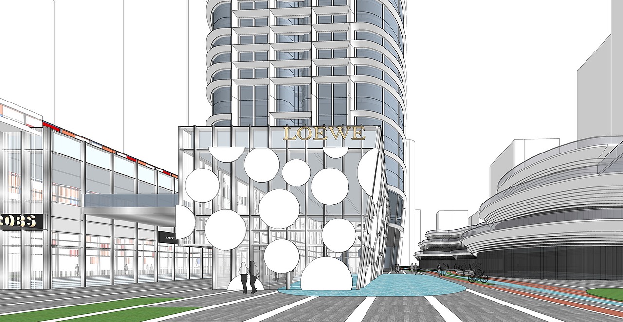 现代商业综合体SU模型下载