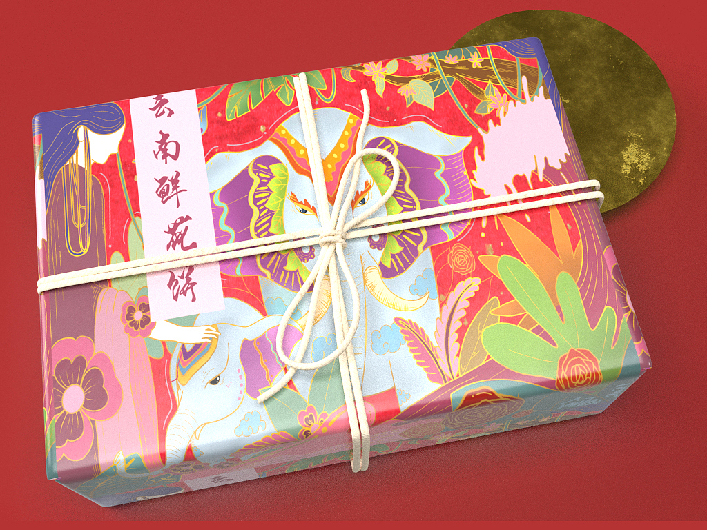 云南特色鲜花饼包装