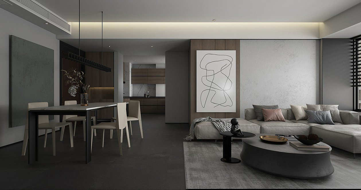 深圳装修：天健花园，黑色系现代简约风