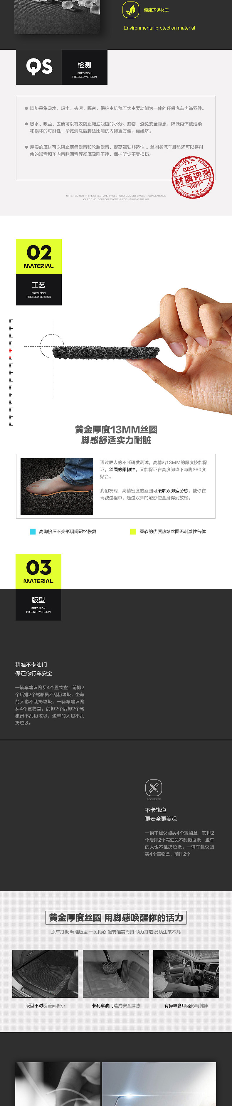 小怪兽 简洁专车定制汽车脚垫详情页