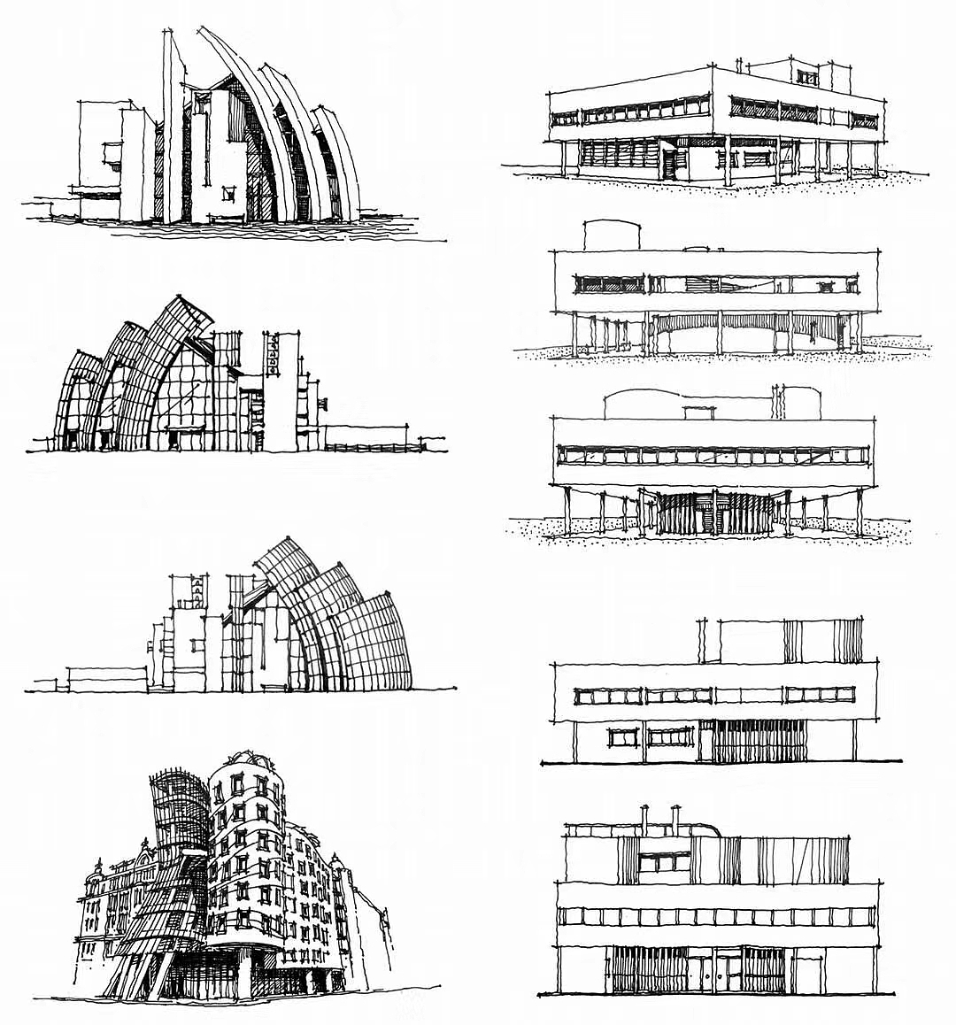 外国建筑近现代史经典作品(图源:绘聚手绘)