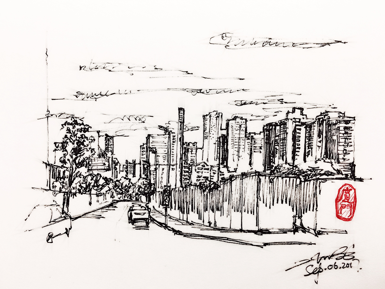 厦门和鼓浪屿的风景建筑速写_达芬琦的绘画世界-站酷zcool