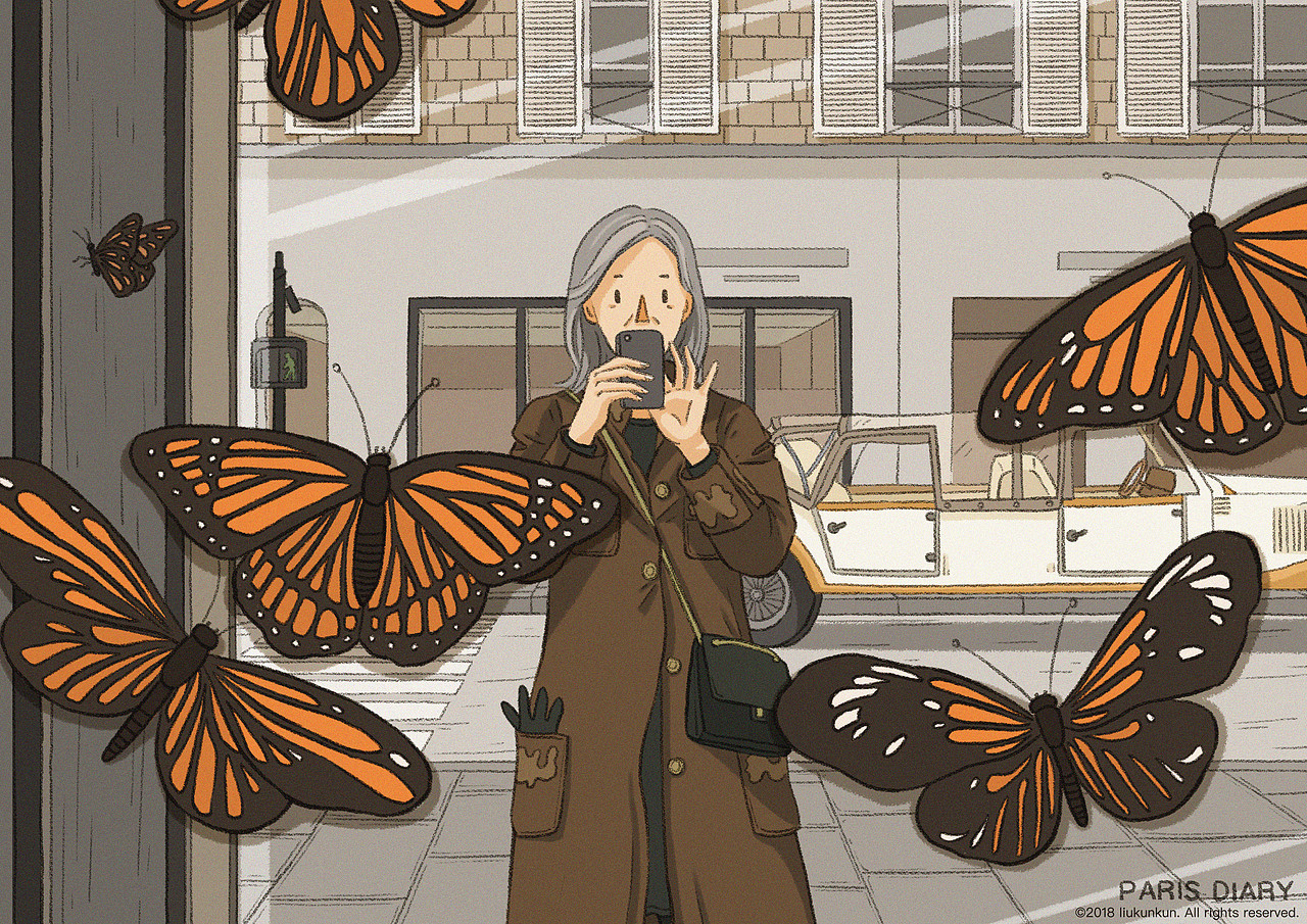 巴黎著名的时尚买手店Colette,1997年开业,在2017年12月20号永久停业了。我在停业前的最后一天来到这里,想要留下点什么。我在它漂亮的蝴蝶橱窗前驻足了很久,大大小小上百只蝴蝶在两层透明的橱窗玻璃中间起舞,太美了。在我拿起相机想要留下这一景象的时候,路过的一个精致的巴黎老妇人也拿起了手机打开了相机——在我们想要留下这家传奇买手店最后时刻的同时,也意外地将陌生的彼此留在了自己的相片里。