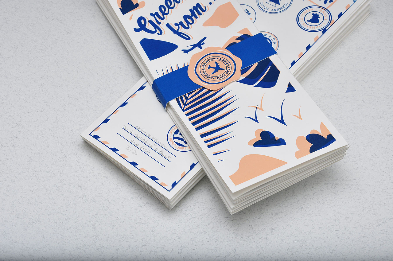 手工丝网印刷 Greeting from the world