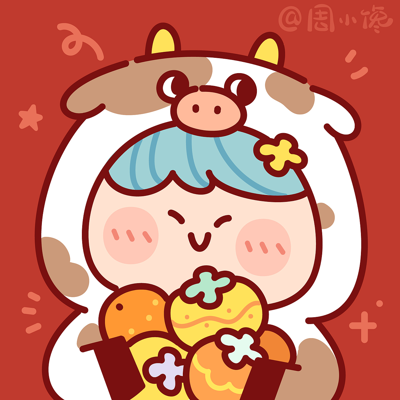 牛年头像（图ZMjQyMDAzMzI0） - 商业插画 - 站酷设计师插画师周小馋原创素材 - 站酷ZCOOL
