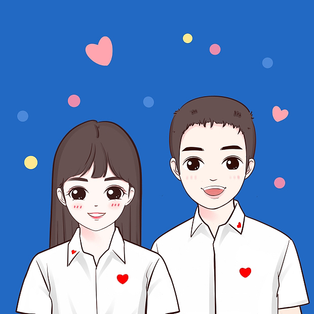 结婚照手绘可爱