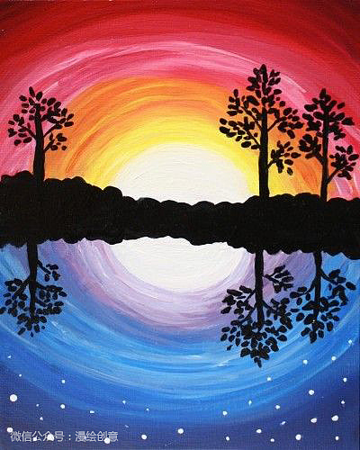 装饰画丨水彩剪影风景