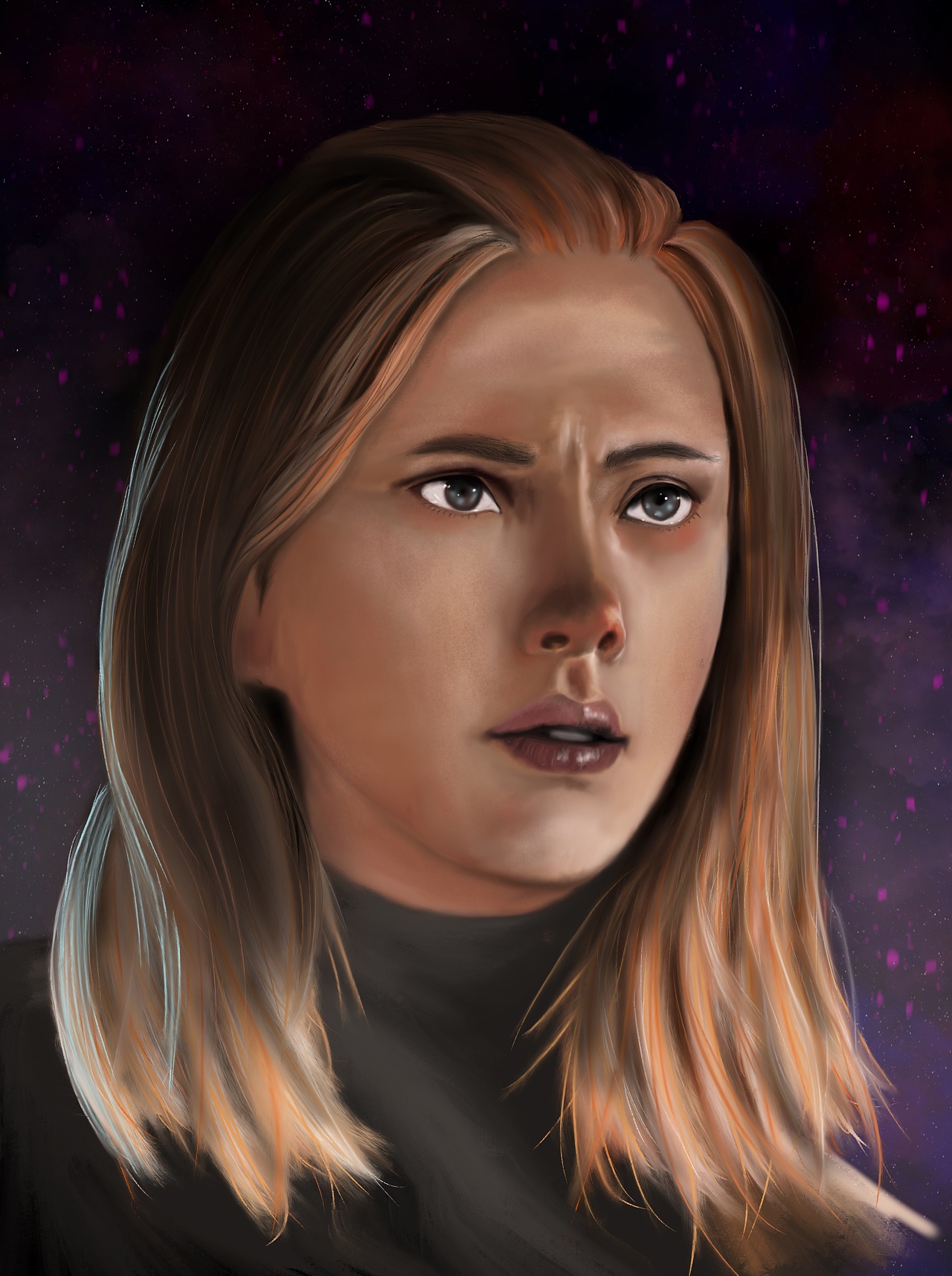 复仇者黑寡妇手绘写实头像