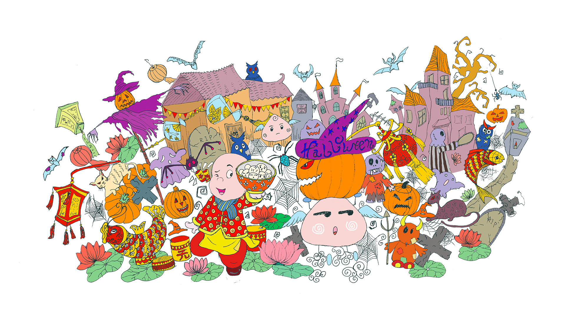 中西方节日融合图案设计