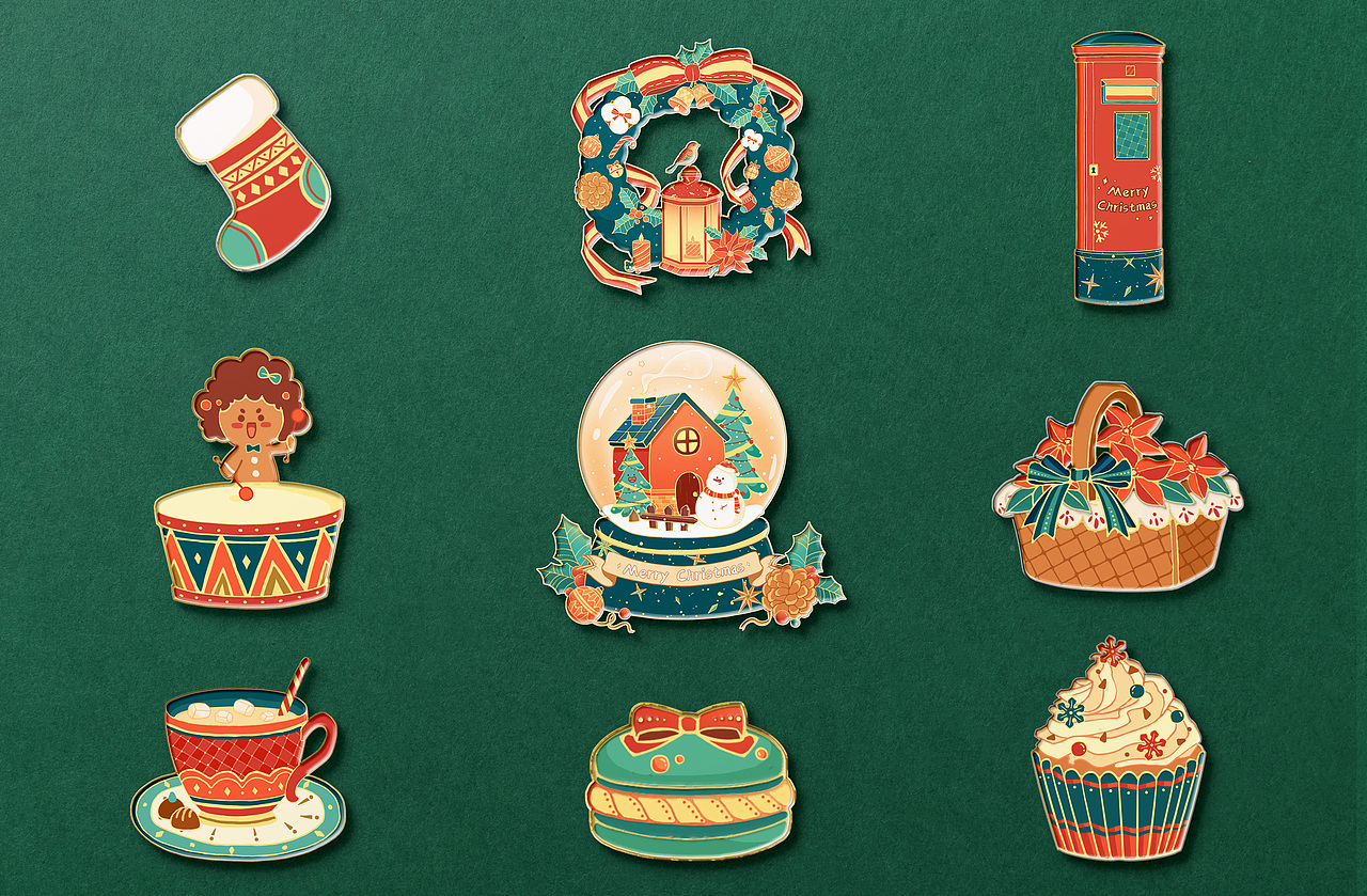 圣诞元素插画（图ZMjMwNzA1MzY4） - 商业插画 - 站酷设计师野鹿崽子原创素材 - 站酷ZCOOL