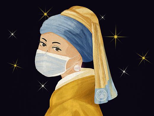 名画转插画——当名画们也戴上了口罩（个人主页-ZNTQ4MzQ4MzY=） - 创作习作 - 站酷设计师左一被注册了原创素材 - 站酷ZCOOL