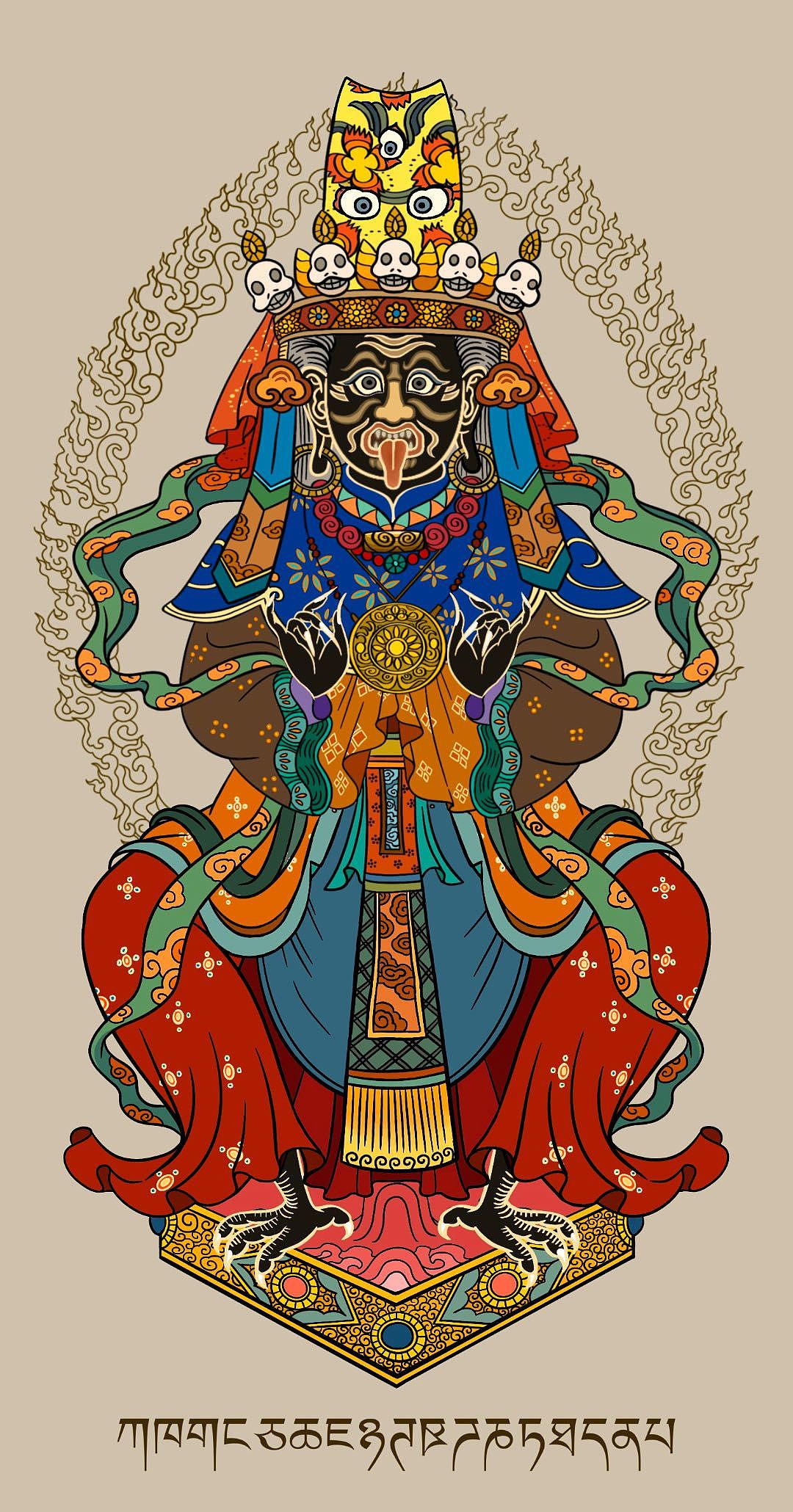 插画作品|神秘的西藏女财神扎基拉姆(图ZMzcwMzg3NTg4) - 商业插画 - 站酷设计师byRAVEN原创素材 - 站酷ZCOOL
