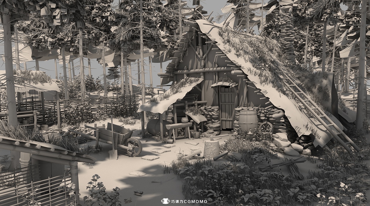 巧课力cgmomo模型班线下十一期场景作业(白模)