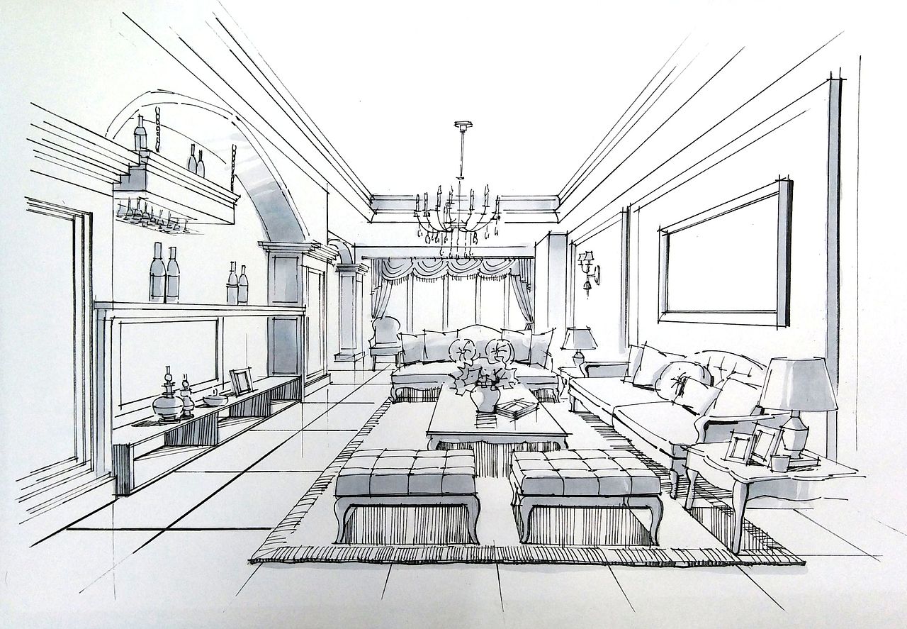 室内手绘效果图表现步骤示范（图ZNjM3MDE0NTI=） - 家装设计 - 站酷设计师一叶手绘原创素材 - 站酷ZCOOL