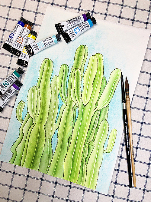 水彩手绘仙人掌