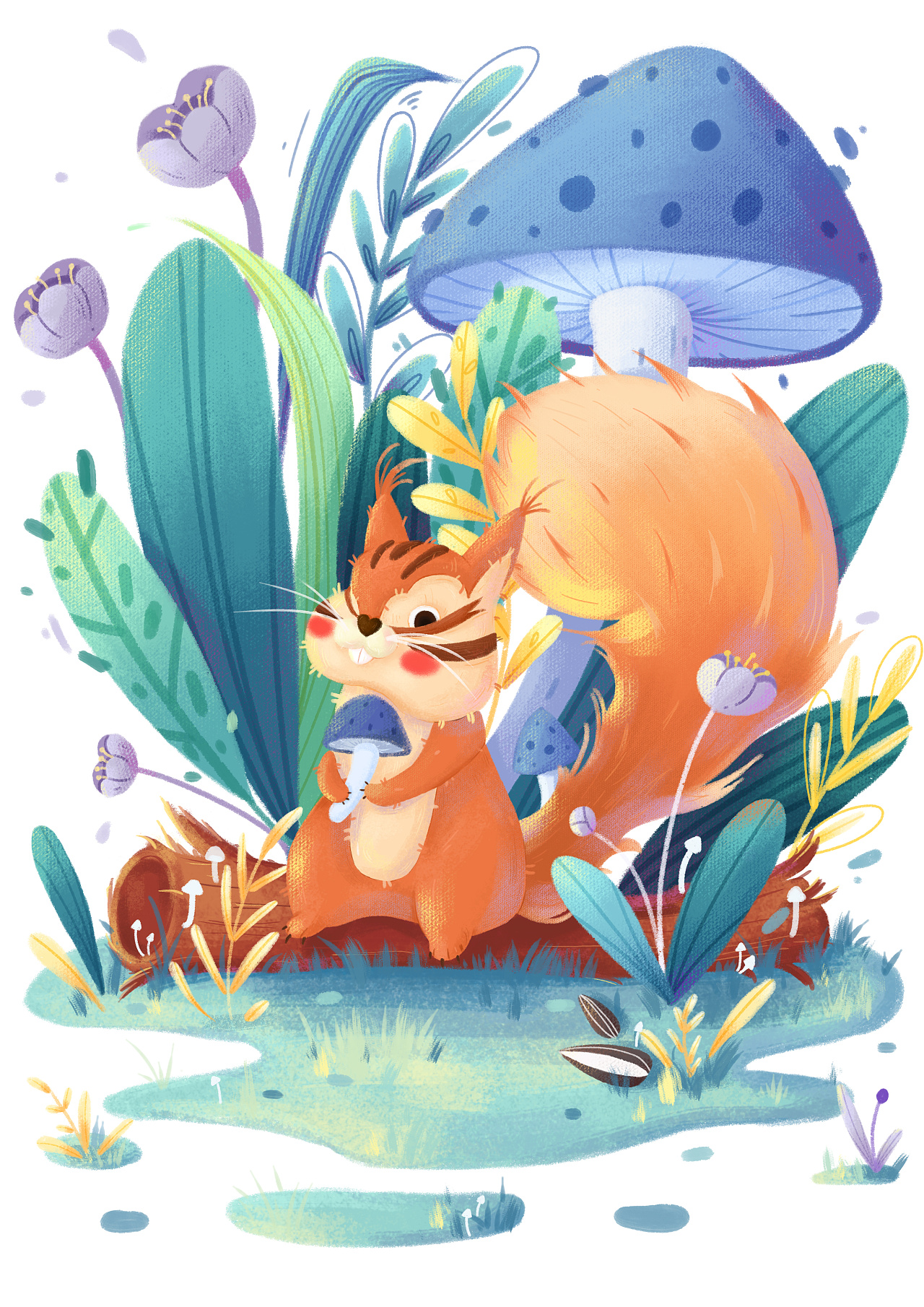 轻质感插画–小松鼠(修改前后对比)|插画|商业插画|巫小柏 - 原创作品