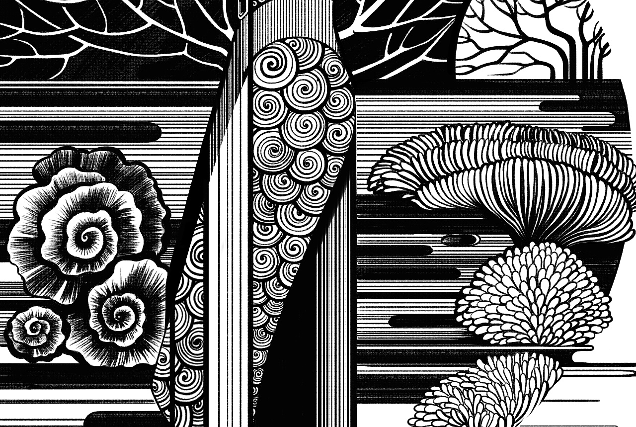 海的女儿,黑白装饰画