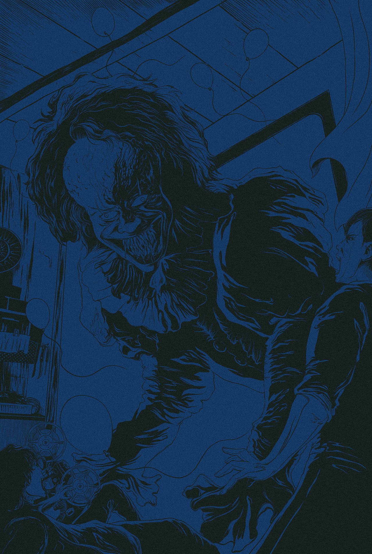 小丑回魂手绘插画海报