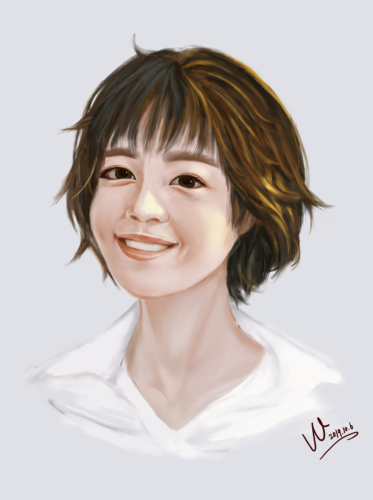 厚涂微笑的女孩