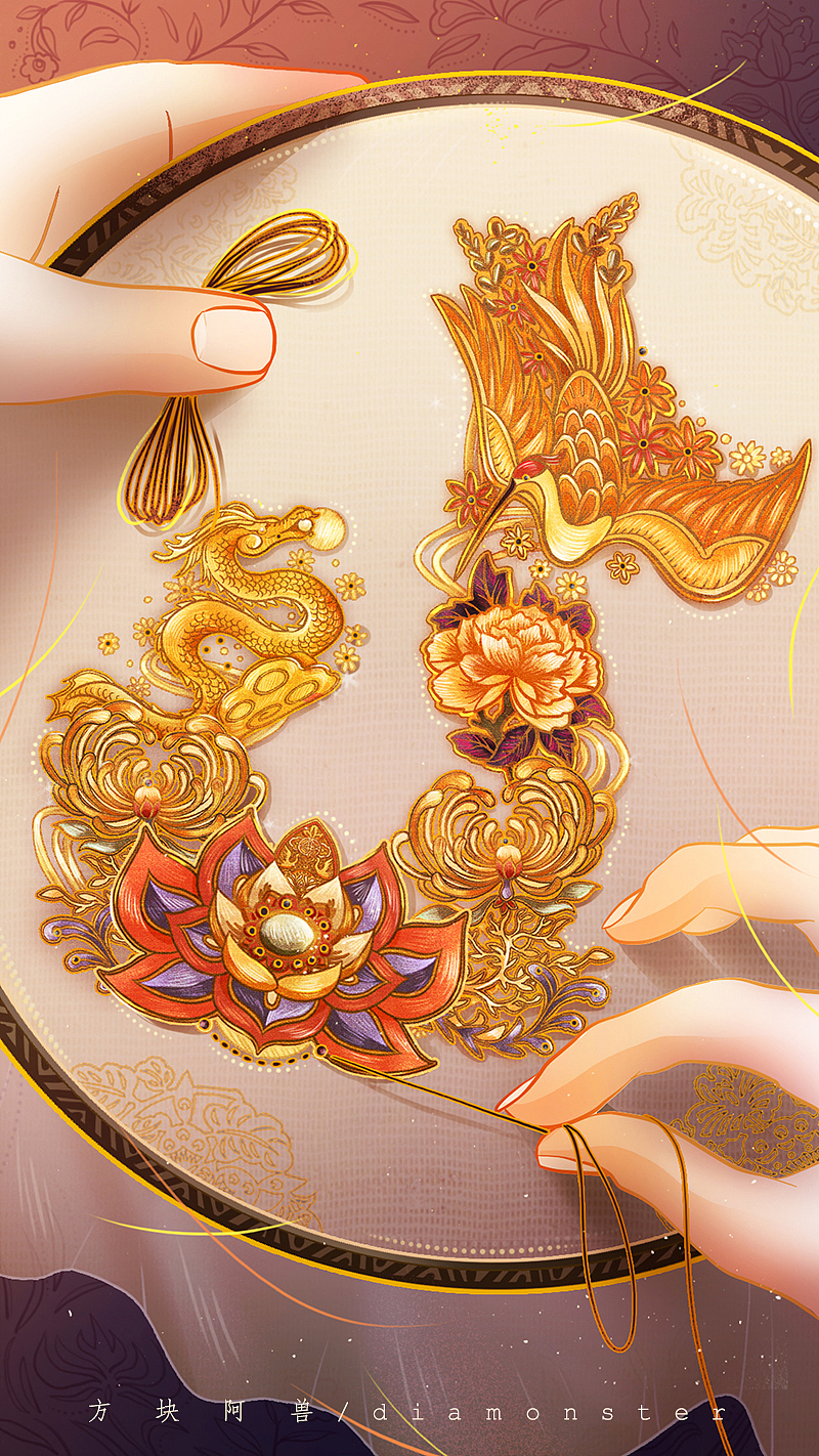 抖音#非遗合伙人计划#插画海报（图ZMTU1MTU3NjM2） - 商业插画 - 站酷设计师方块阿兽原创素材 - 站酷ZCOOL