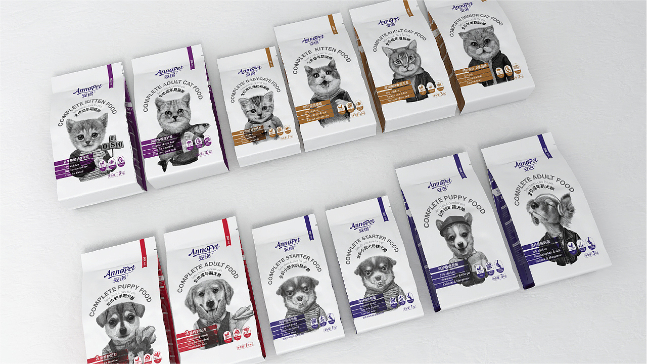 晨狮原创设计丨安贝(安诺品牌)猫粮狗粮系列包装设计
