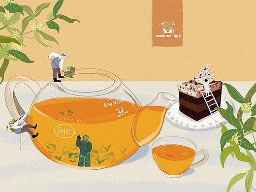 青研蛋糕插画