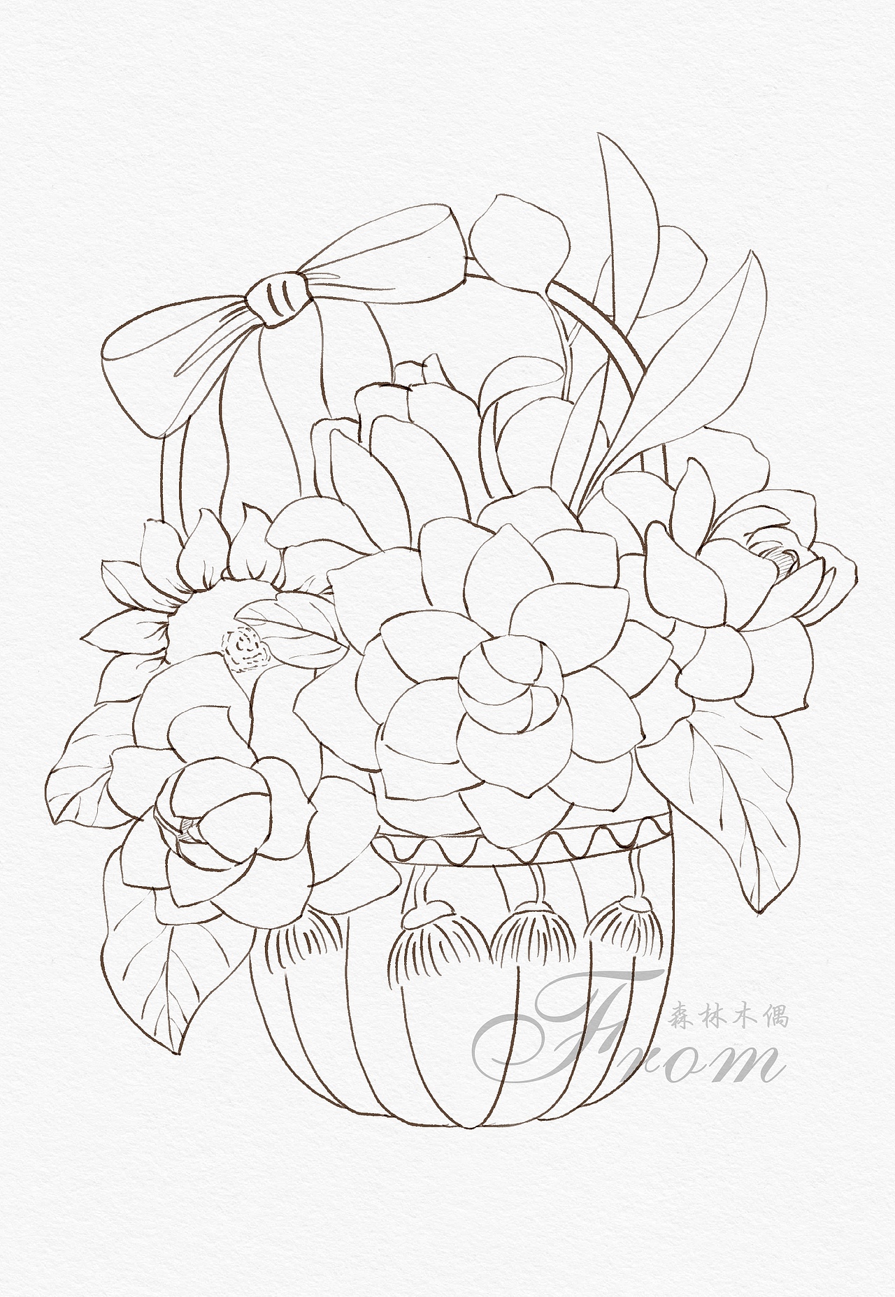 花卉线稿（图ZMjg5MjU5MDky） - 创作习作 - 站酷设计师森林木偶原创素材 - 站酷ZCOOL