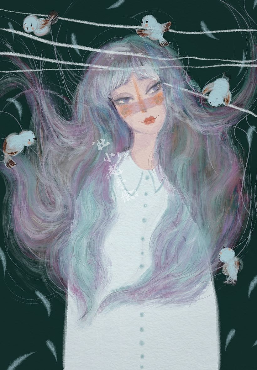 女孩和鸟 自由自在