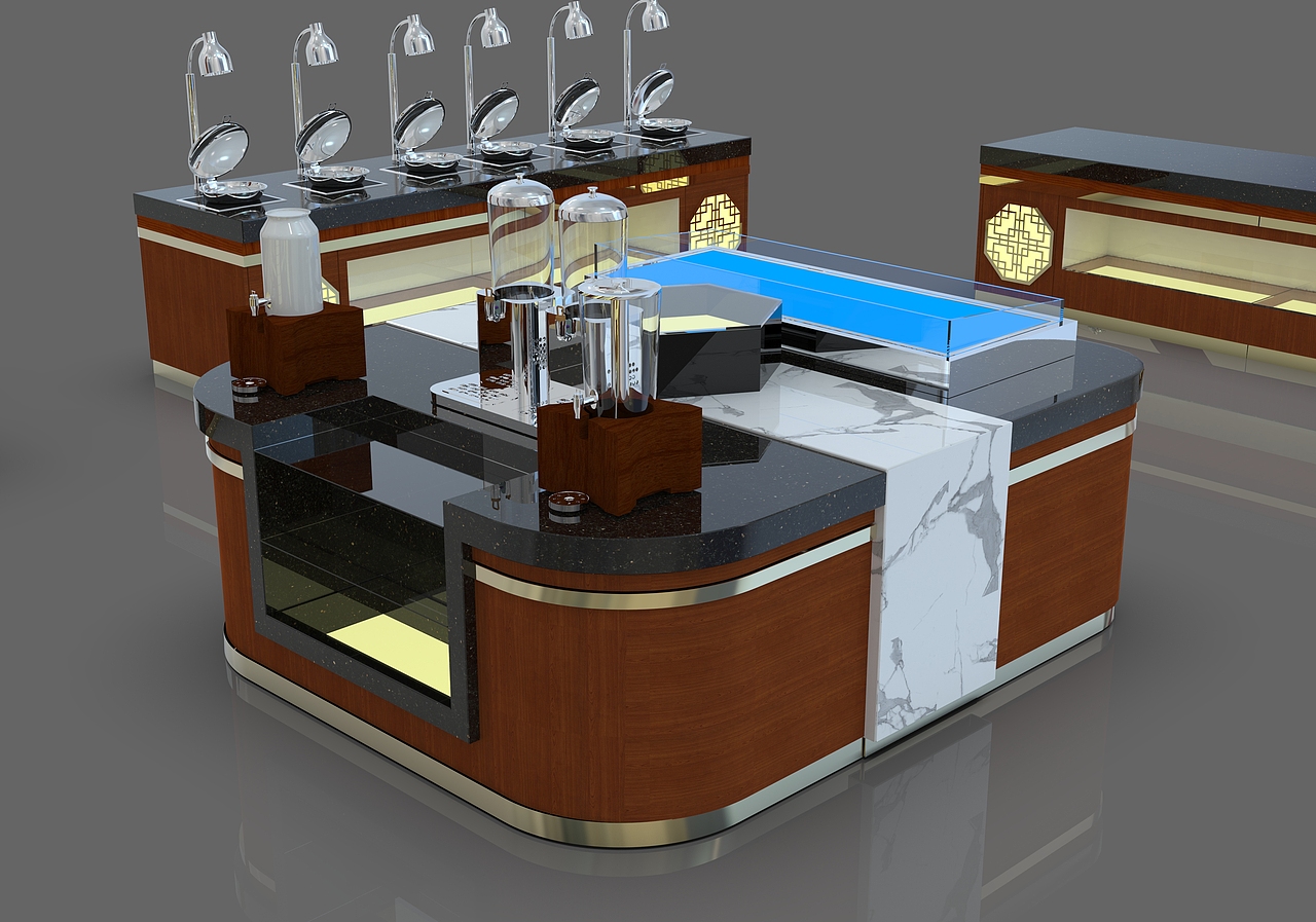 多功能大理石移动布菲车自助餐台设计定制