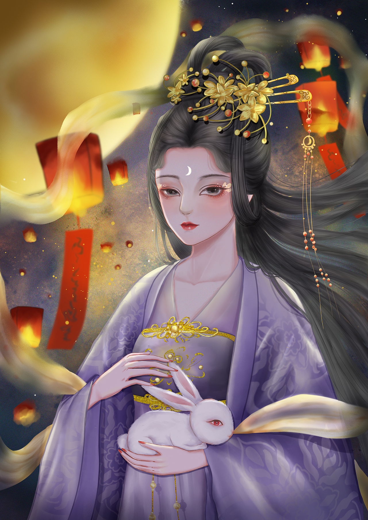 古风人物｜嫦娥仙子（图ZMzIyNDk1ODQ4） - 商业插画 - 站酷设计师画画的洲洲原创素材 - 站酷ZCOOL