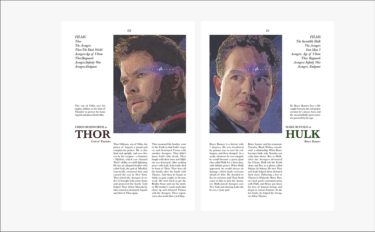 Avengers相关画册 杂志排版设计