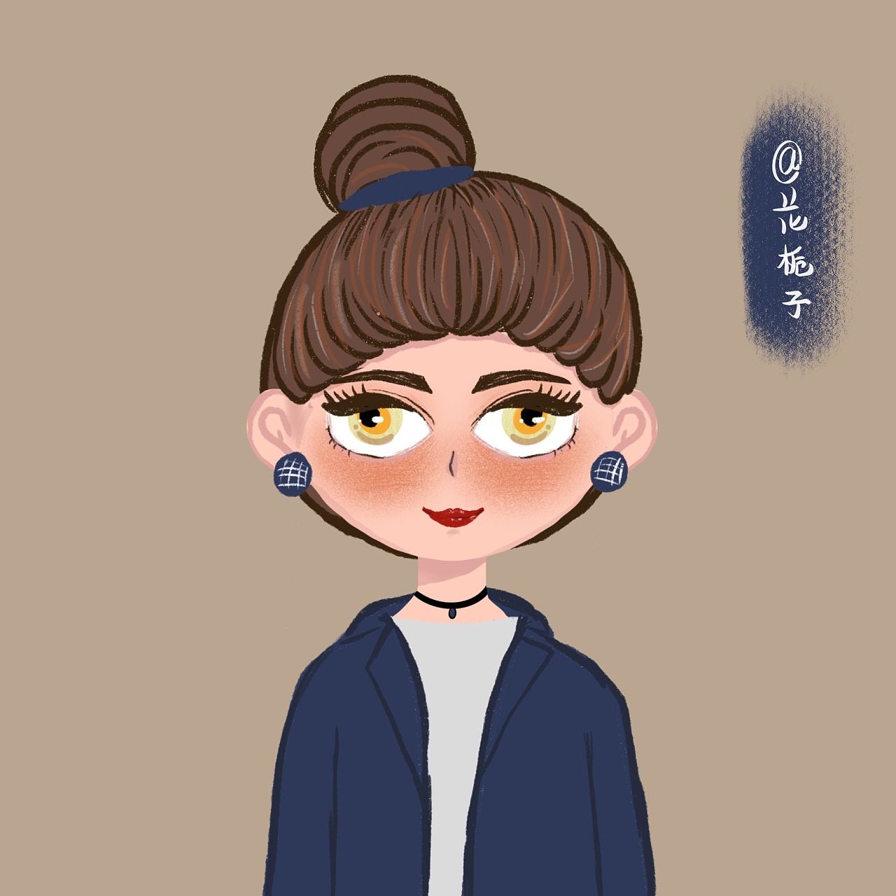 花栀子插画习作女生头像小头像|插画|创作习作|花栀子吖 - 原创作品