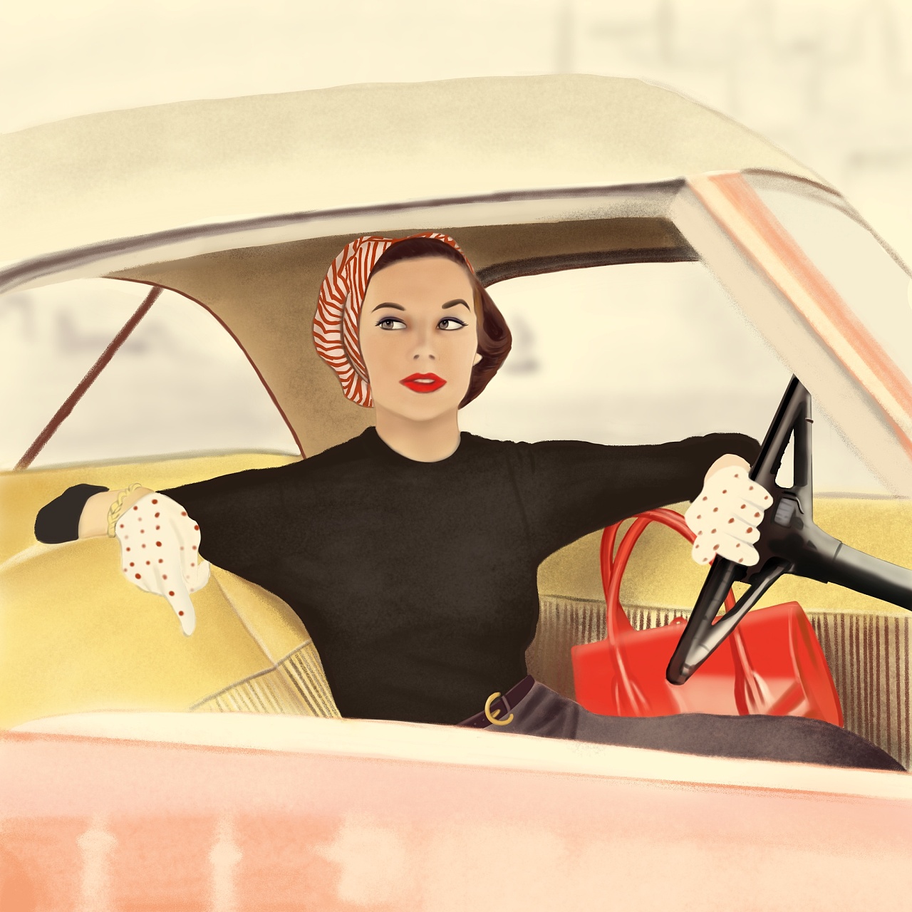 「复古风」摩登女郎|插画|创作习作|摩人丢丢 - 临摹作品 - 站酷