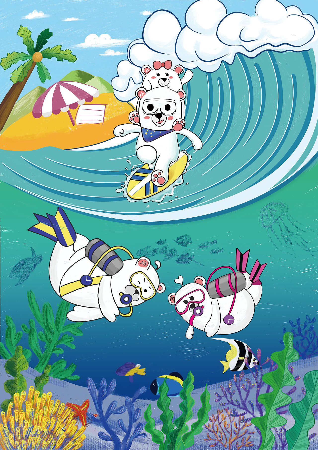 Midea Family之海洋之旅（图ZMTU0NzEwMDY4） - 图案 - 站酷设计师半夏手艺原创素材 - 站酷ZCOOL