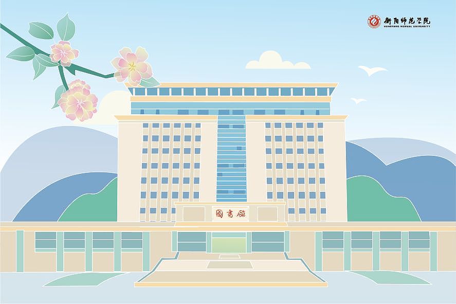 大学校园建筑风景插画