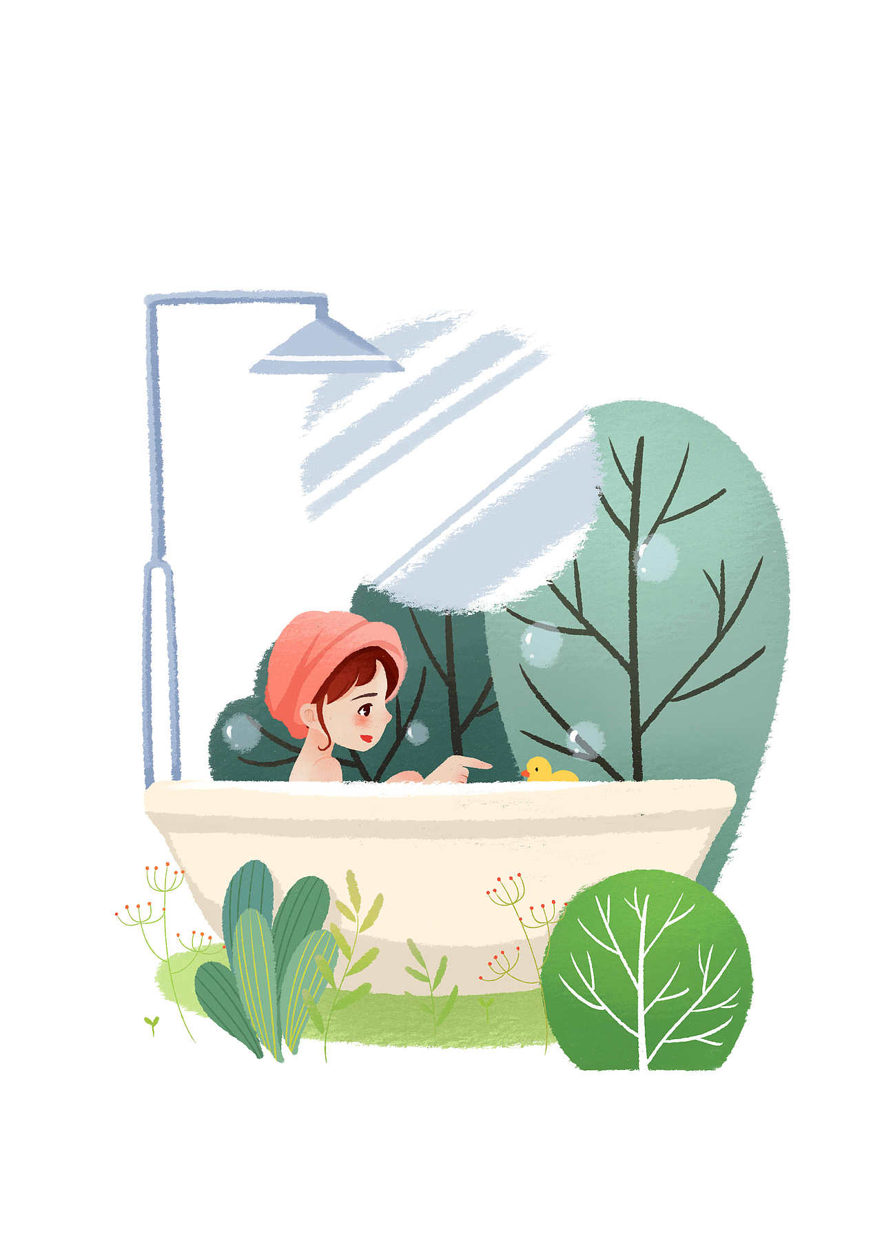 谁说我是一个人洗澡,我还有小鸭子呢~